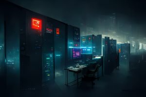 The hi-tech cyberpunk workspace - Digital Generate Image
