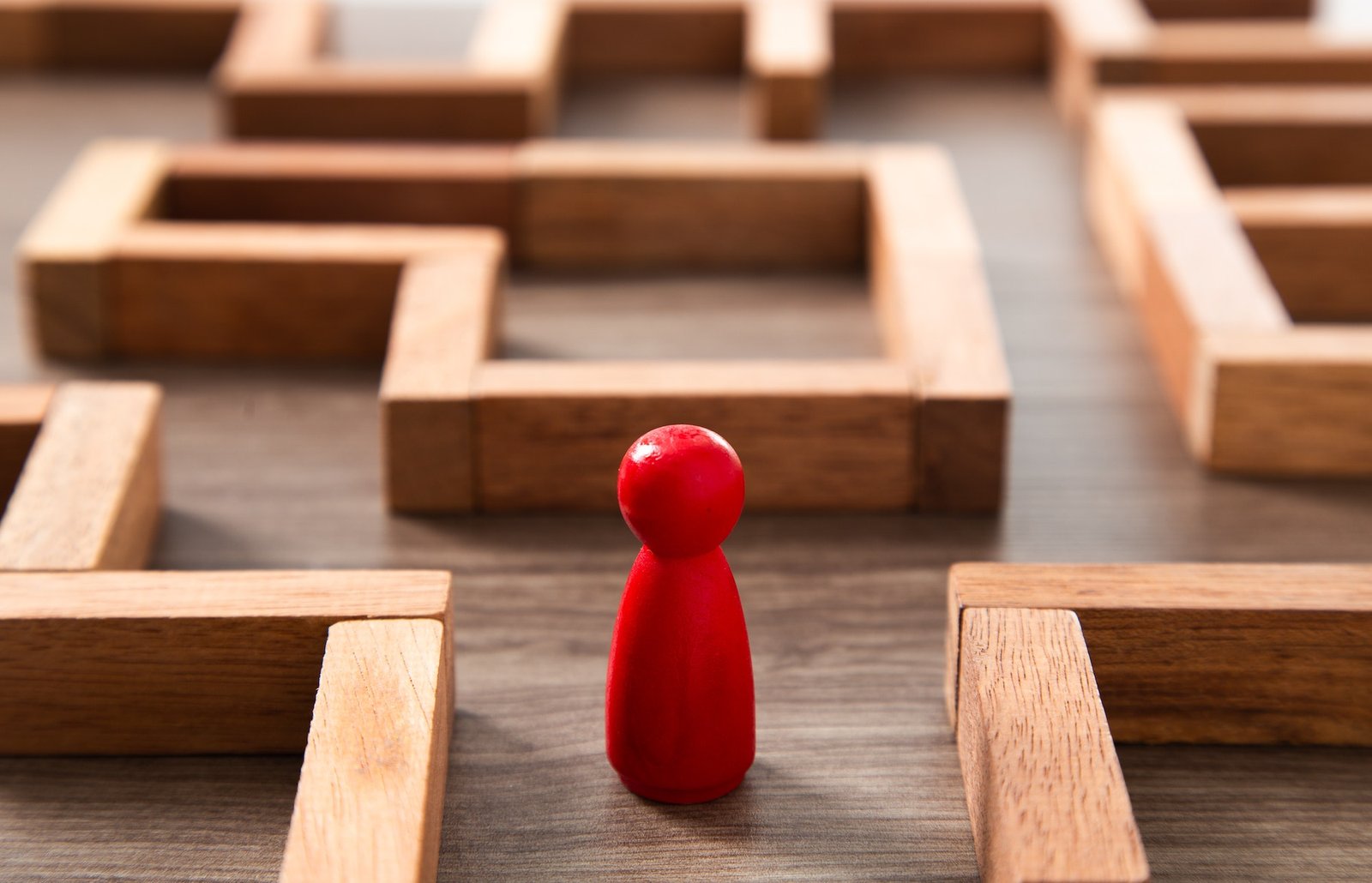 concept photo of standing in a maze and looking for the best way